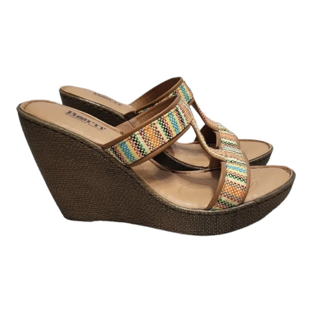 Born Womens Multicolor Slide Sandals‎ Wedge Heels Size 10/42 M/W. B67108